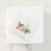 Zachte pasta's Roos Floral Cross Bunch Baptisme Bedankjes Labels (In situ)