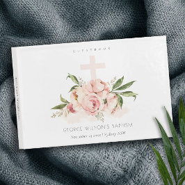 Zachte pasta's Roos Floral Cross Bunch Baptisme Gastenboek