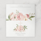 Zachte pasta's Roos Floral Cross Bunch Baptisme Plaatskaartje (Buitenkant ongevouwen)