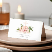 Zachte pasta's Roos Floral Cross Bunch Baptisme Plaatskaartje