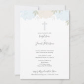 Zachte pastblauw ponies Cross Boy Baptisme Kaart (Voorkant)