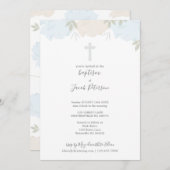 Zachte pastblauw ponies Cross Boy Baptisme Kaart (Voorkant / Achterkant)