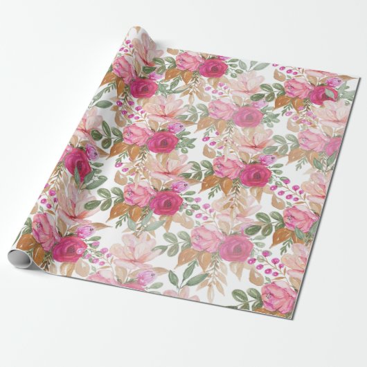 Zachte pasteellenteset van bloemen cadeaupapier (Uitgerold)