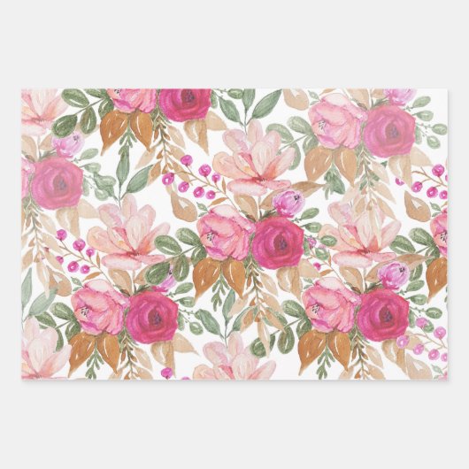 Zachte pasteellenteset van bloemen inpakpapier vel (Voorkant)