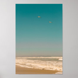 Zachte pasteien voor de kust van Sandy Beach Sky Poster