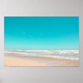 Zachte pasteien voor de kust van Sandy Beach Sky Poster