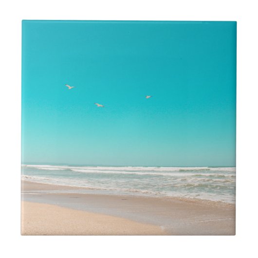 Zachte pasteien voor de kust van Sandy Beach Sky Tegeltje (Voorkant)