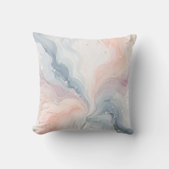 Zachte Pastel Abstracte Wervelende Worp Kussen (Voorkant)