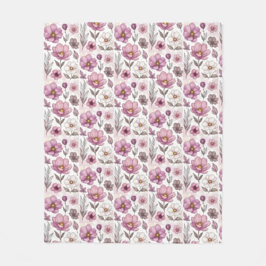 Zachte Pastel Anemoon Bloemencollectie Fleece Deken (Voorkant)