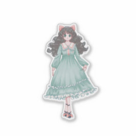Zachte Pastel Anime Meisje Pop Aesthetic Vinyl  Sticker