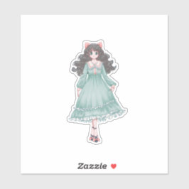 Zachte Pastel Anime Meisje Pop Aesthetic Vinyl Sticker