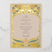 Zachte pastel Art Nouveau Dragonfly bruiloft Folie Uitnodiging (Voorkant)