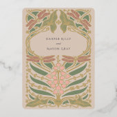 Zachte pastel Art Nouveau Dragonfly bruiloft Folie Uitnodiging (Achterkant)