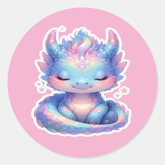 Zachte Pastel Baby Draak Sticker (Voorkant)