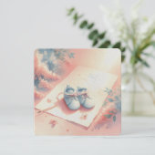 Zachte pastel Baby thema achtergrond Blauwe laarze Kaart (Staand voorkant)