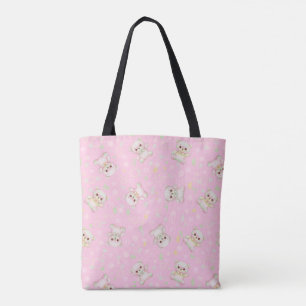 Zachte Pastel Beer en Geometrische Vormen Naadloos Tote Bag