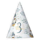 Zachte Pastel Beige Raketschip Feesthoedjes (Voorkant)