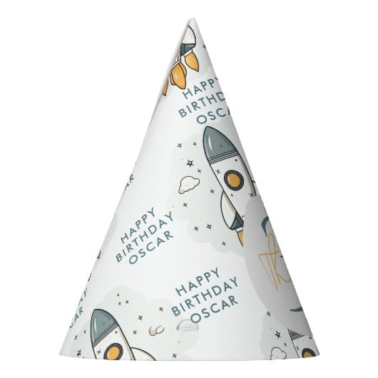 Zachte Pastel Beige Raketschip Feesthoedjes (Links)