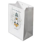 Zachte Pastel Beige Raketschip Medium Cadeauzakje (Achterkant Gekanteld)