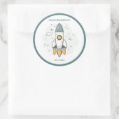 Zachte Pastel Beige Raketschip Ronde Sticker (Tas)