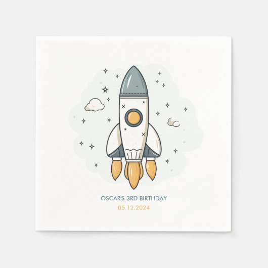Zachte Pastel Beige Raketschip Servet (Voorkant)
