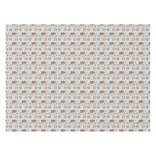Zachte pastel blauw bruin Kerst peperkoek mannen Tafelkleed (Voorkant (Horizontaal))