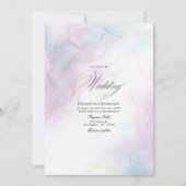 Zachte Pastel Blauw en Goud Alcohol Ink Wedding Kaart (Voorkant)