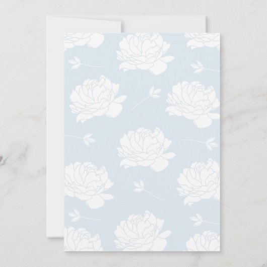 Zachte Pastel Blauwe Pioenen Kruis Jongen Doop Kaart (Achterkant)