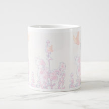 Zachte Pastel Bloem en Vlinder Jumbo Mok