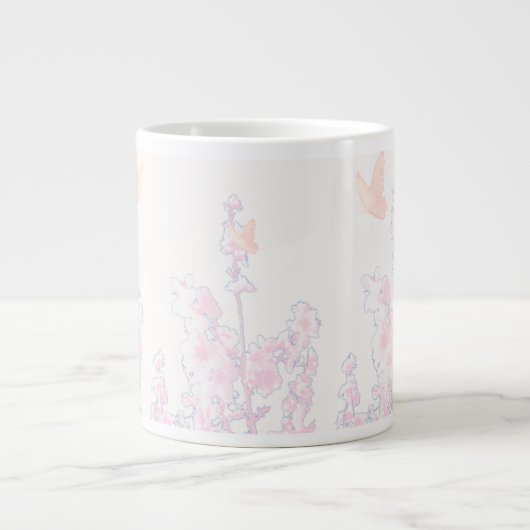 Zachte Pastel Bloem en Vlinder Jumbo Mok (Voorkant)