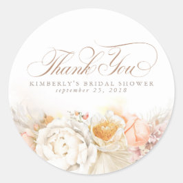 Zachte Pastel Bloem Pampas Gras Bedankt Ronde Sticker