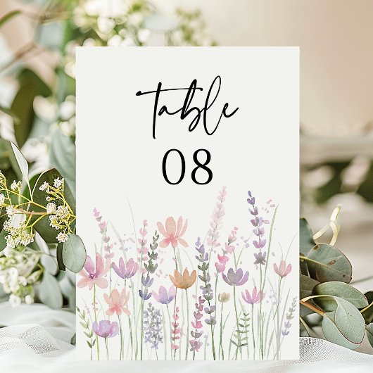 Zachte Pastel Bloem Wilde Bloem Bruiloft Kaart