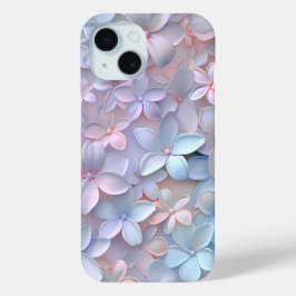 Zachte pastel bloemblaadjes patroon telefoonhoesje iPhone 15 case