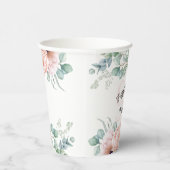 Zachte Pastel Bloemen 90ste Verjaardag Viering Papieren Bekers (Rechts)