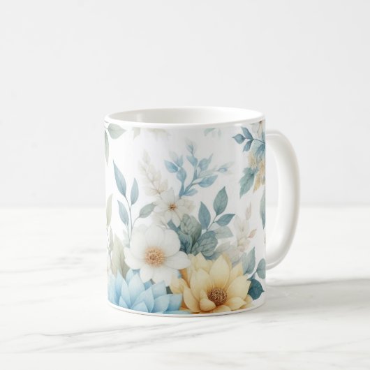 Zachte pastel Bloemen Blauw Dahlia Mok (Voorkant rechts)