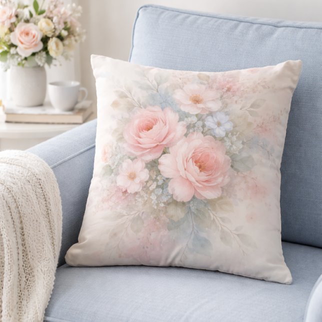 Zachte Pastel Bloemen Boeket Kussen (Creator heeft geüpload)
