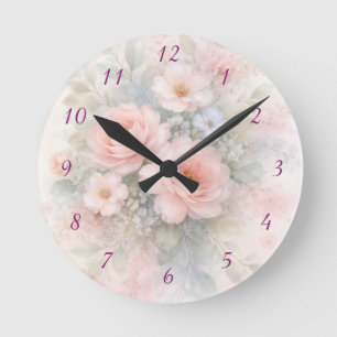 Zachte Pastel Bloemen Boeket Ronde Klok