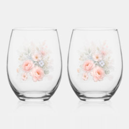 Zachte Pastel Bloemen Boeket Wijnglas Zonder Voet
