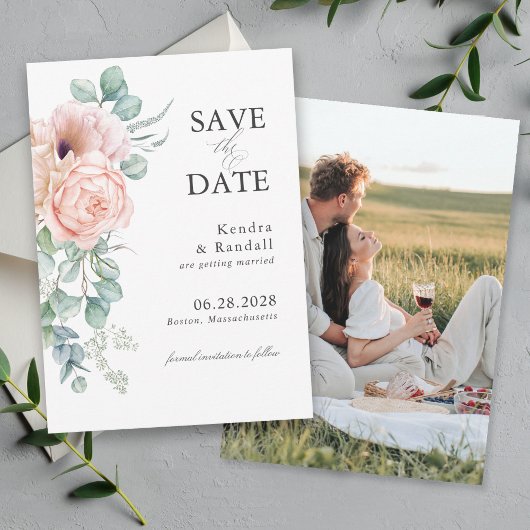 Zachte Pastel Bloemen Bruiloft Save the Date