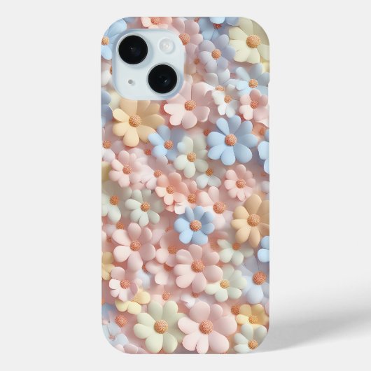 Zachte Pastel Bloemen Daisy Telefoonhoes met 3D Pe Case-Mate iPhone Case (Achterkant)