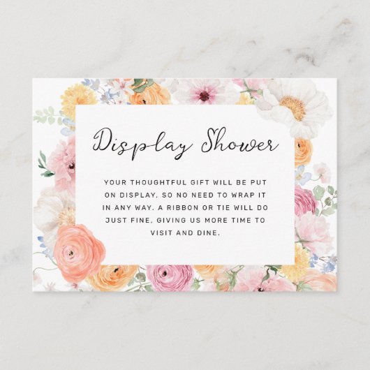 Zachte Pastel Bloemen Display Douche Informatiekaartje (Voorkant)