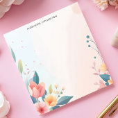 Zachte pastel Bloemen Hoek Rand Gepersonaliseerde  Notitieblok