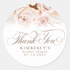 Zachte Pastel Bloemen Pampas Gras Bedankt Ronde Sticker