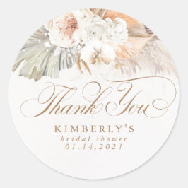 Zachte Pastel Bloemen Pampas Gras Dank Je Ronde Sticker