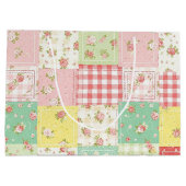 Zachte Pastel Bloemen Patchwork Gingham Rut Groot Cadeauzakje (Achterkant)