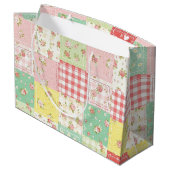 Zachte Pastel Bloemen Patchwork Gingham Rut Groot Cadeauzakje (Achterkant Gekanteld)