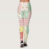 Zachte Pastel Bloemen Patchwork Gingham Rut Leggings (Achterkant)