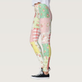 Zachte Pastel Bloemen Patchwork Gingham Rut Leggings (Links)