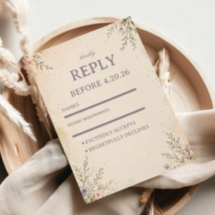 Zachte Pastel Bloemen RSVP Kaartje