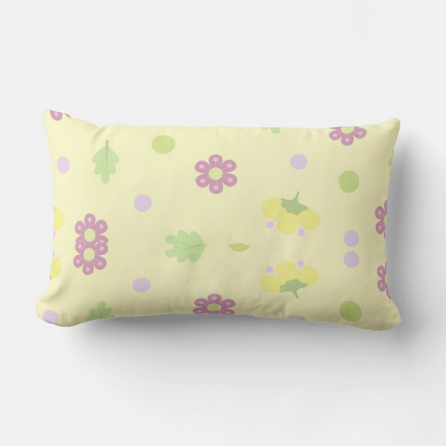 Zachte Pastel Bloemen & Stippen  Kussen (Voorkant)